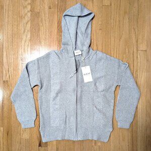 WRAP LONDON Mixed Stitch Knitted Hoodie in Ice Blue Size 4 or S (NEW WITH TAGS)